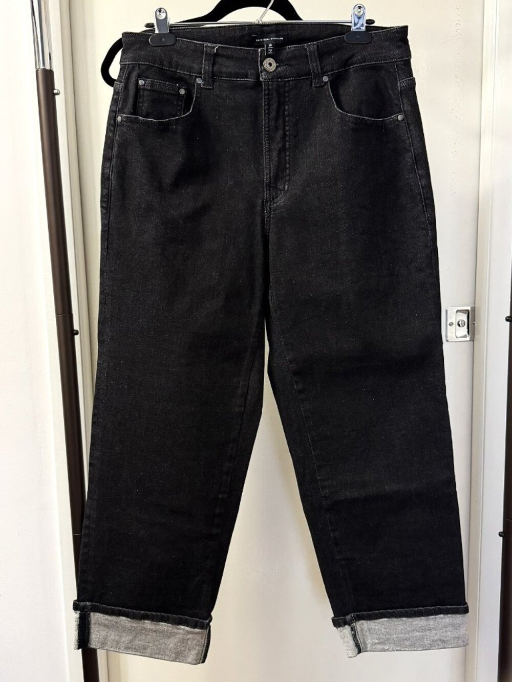 UNIVERSAL STANDARD Stevie High Rise Cuffed Straight Leg Black Jeans - size 10